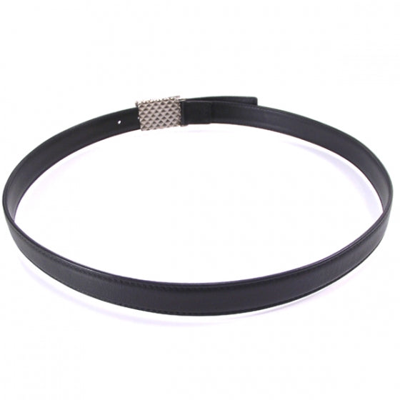 Leather Classic Chain Flap Belt Black 32