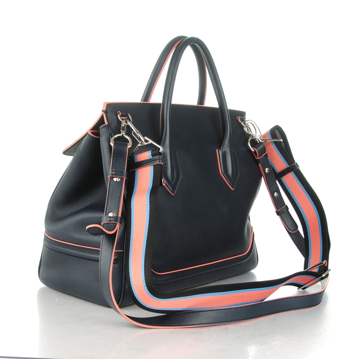 Calfskin Large Palazzo Empire Bag Deep Navy Flamingo