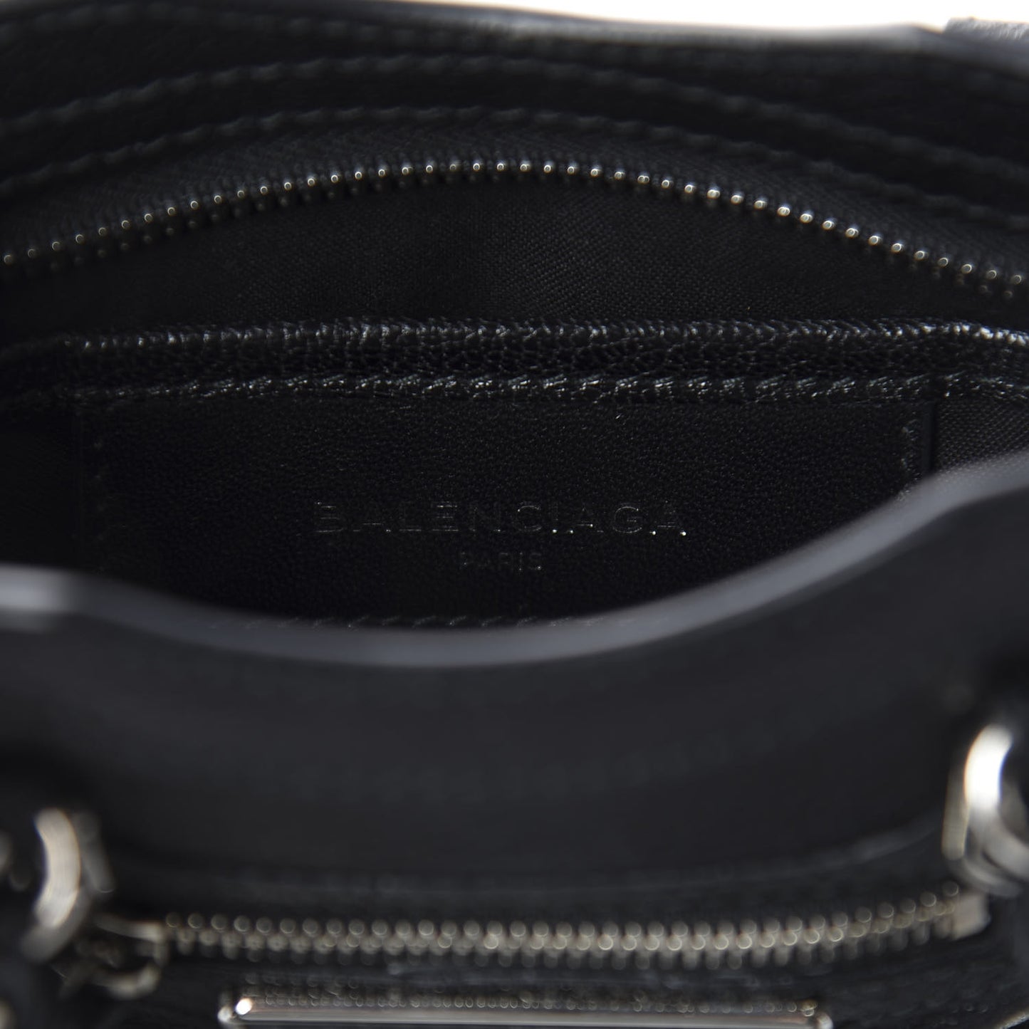 Chevre Silver Metallic Edge Hardware Nano City Black
