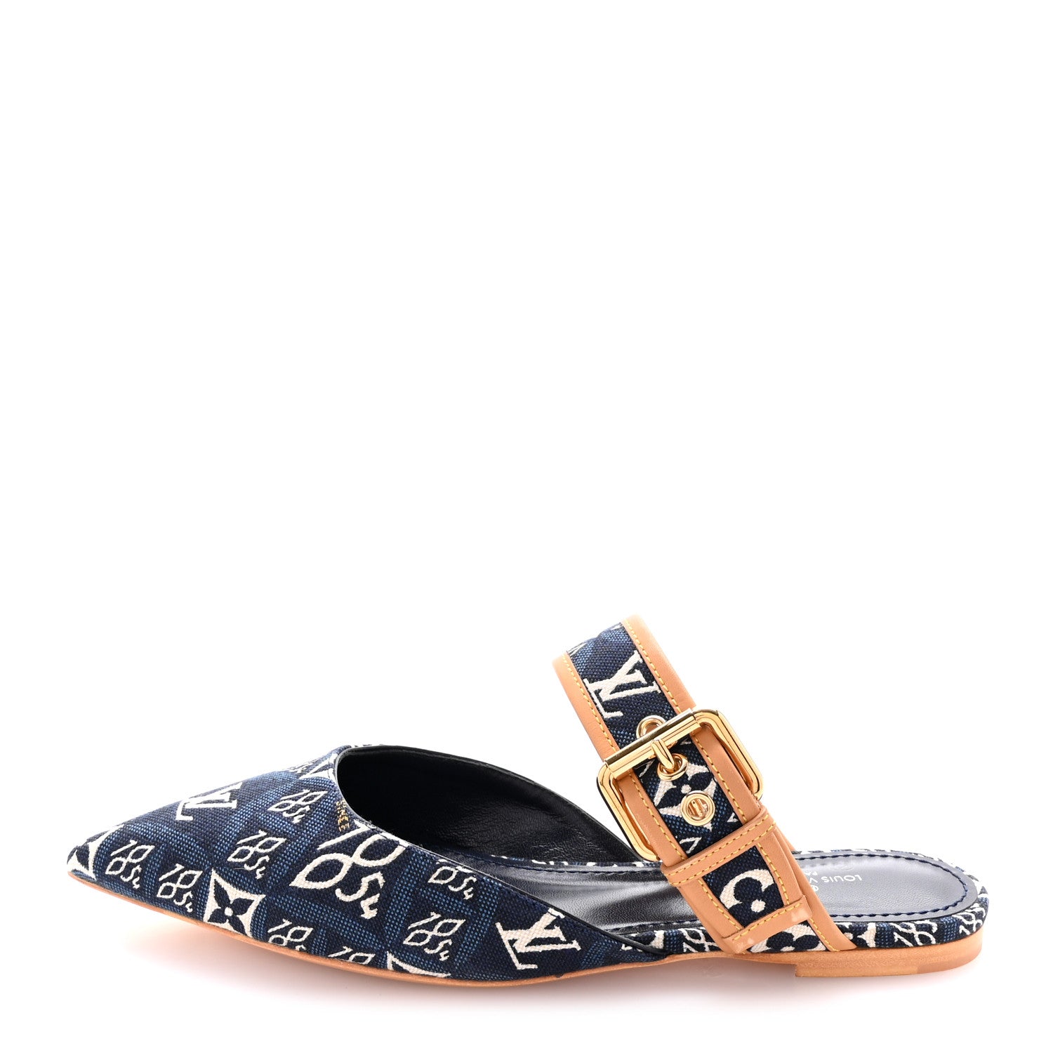 Louis Vuitton Jacquard Since 1854 Sofia Flat Mules 38 Blue 1 of 9