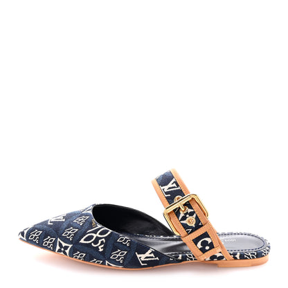 Louis Vuitton Jacquard Since 1854 Sofia Flat Mules 38 Blue 1 of 9