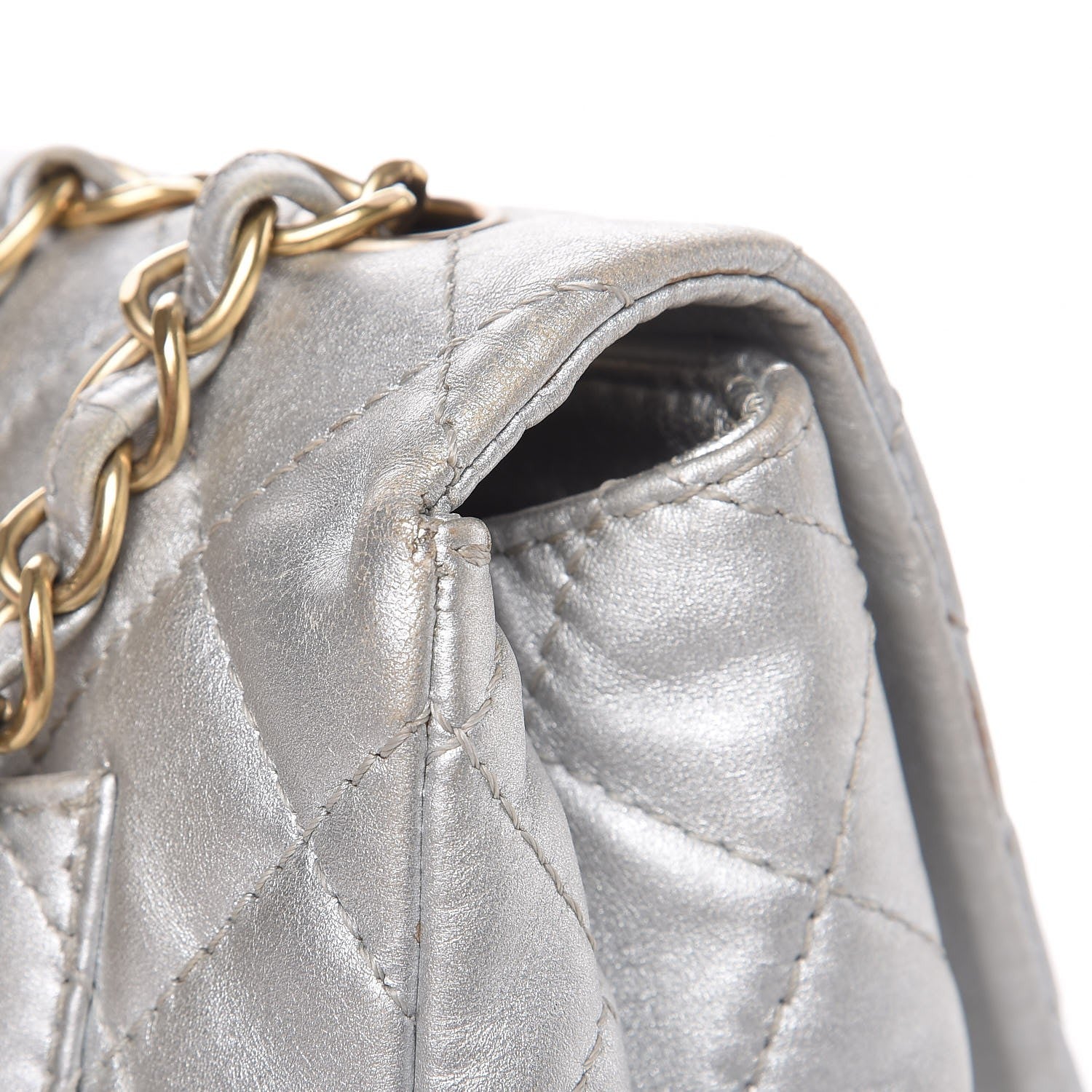 Chanel Metallic Lambskin Quilted Jumbo Single Flap Silver 11 of 15