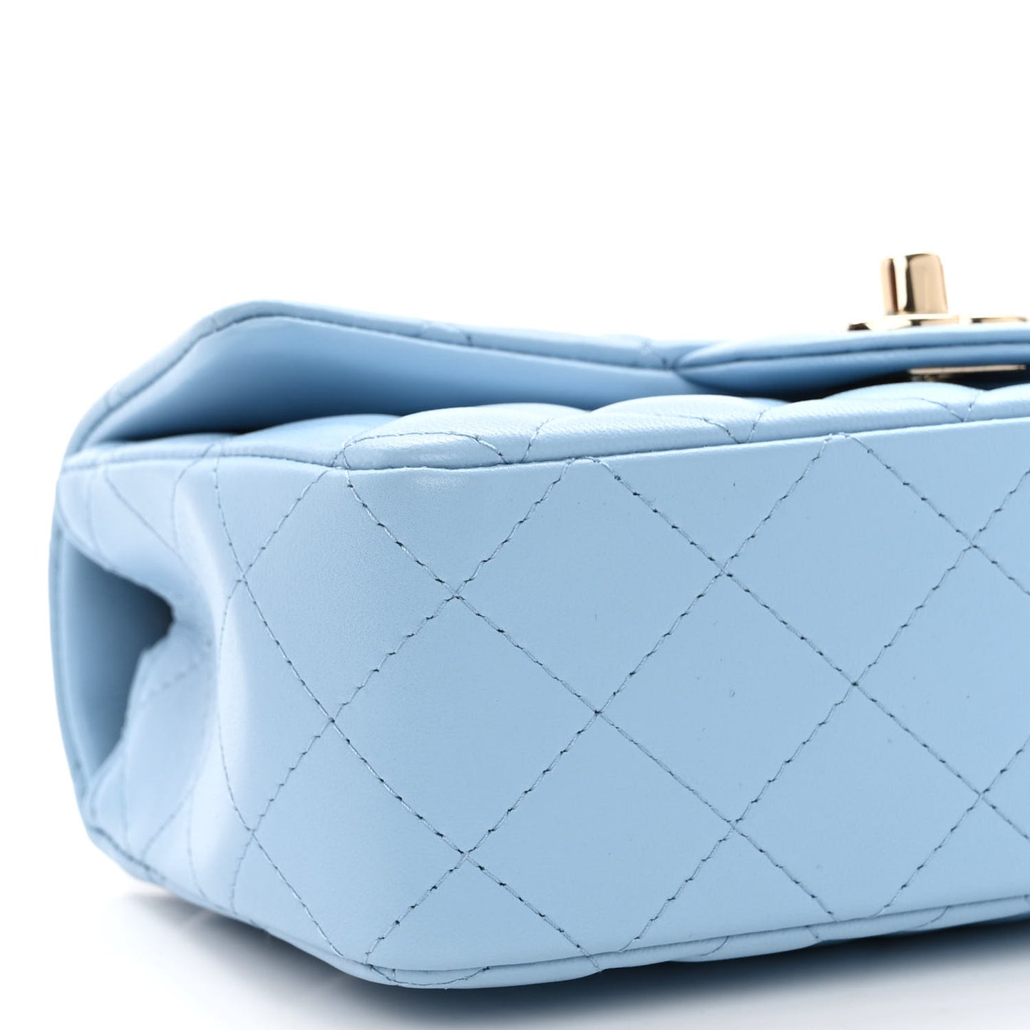 Lambskin Quilted Mini Rectangular Flap Light Blue
