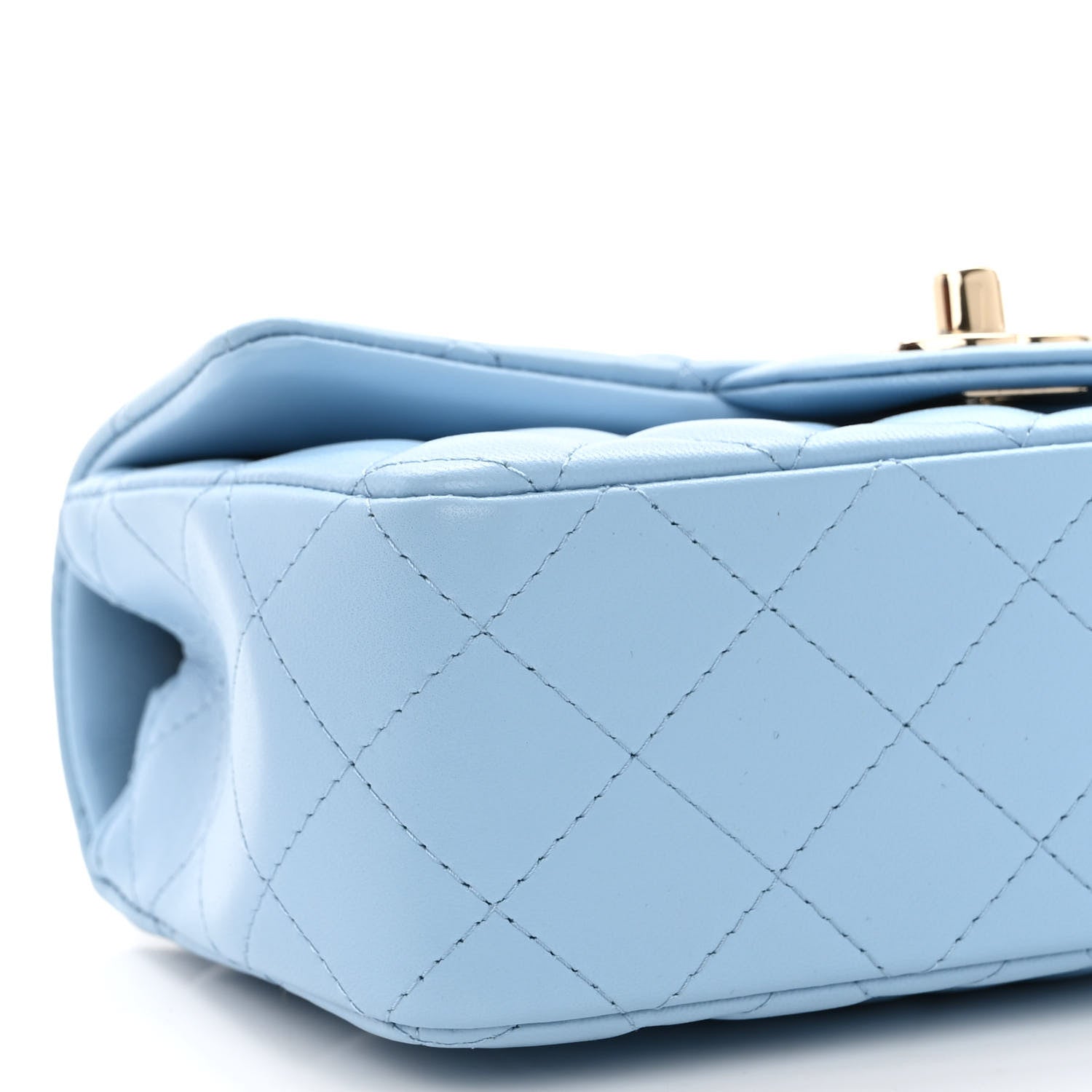 Chanel Lambskin Quilted Mini Rectangular Flap Light Blue 9 of 10