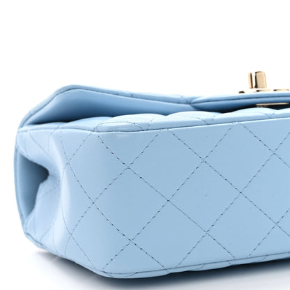 Chanel Lambskin Quilted Mini Rectangular Flap Light Blue 9 of 10