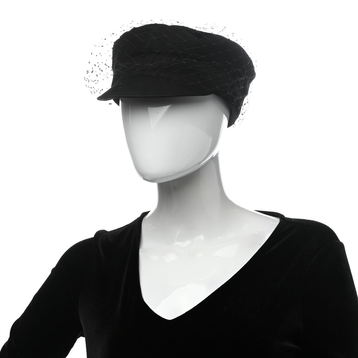 Cotton Canvas Arty Cap with Veil 58 Black