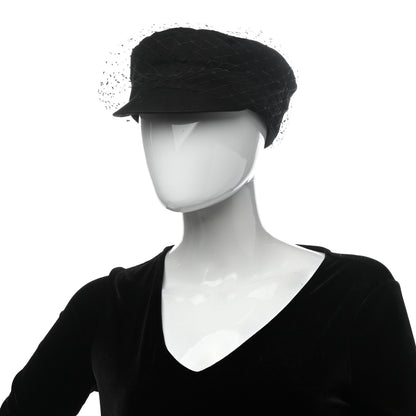 Christian Dior Cotton Canvas Arty Cap with Veil 58 Black 2 of 8