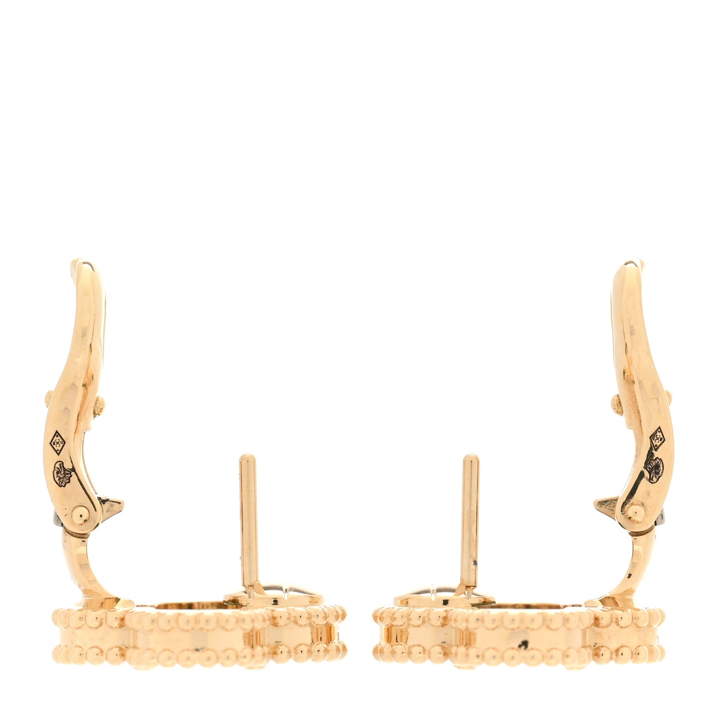18K Yellow Gold Malachite Vintage Alhambra Earrings