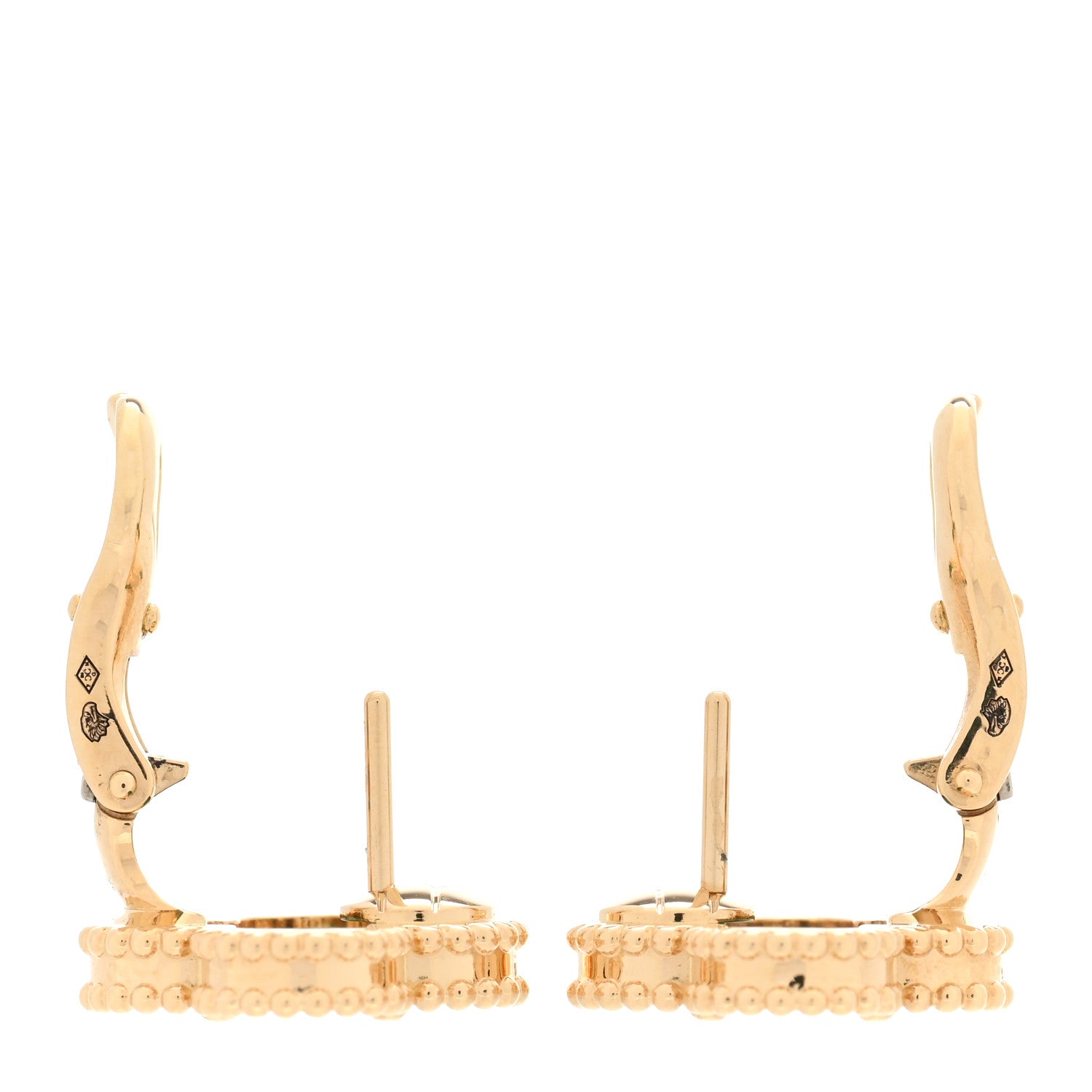 Van Cleef & Arpels 18K Yellow Gold Malachite Vintage Alhambra Earrings 3 of 6