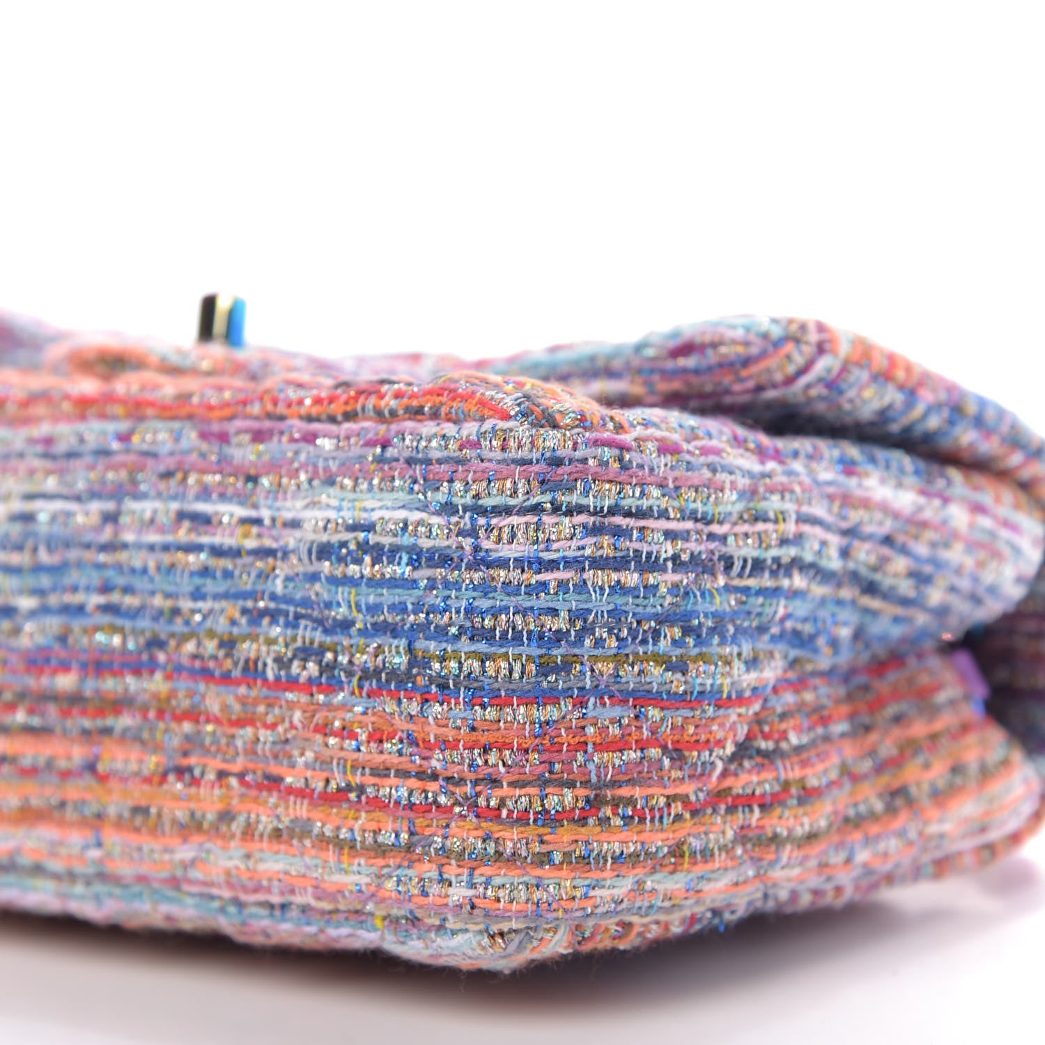 Chanel Tweed Quilted Mini Rectangular Flap Blue Pink Orange 7 of 10