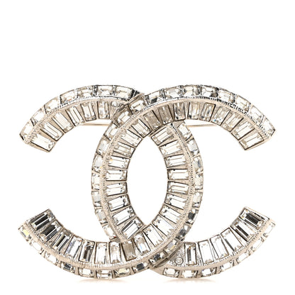 Chanel Baguette Crystal CC Brooch Silver 1 of 4