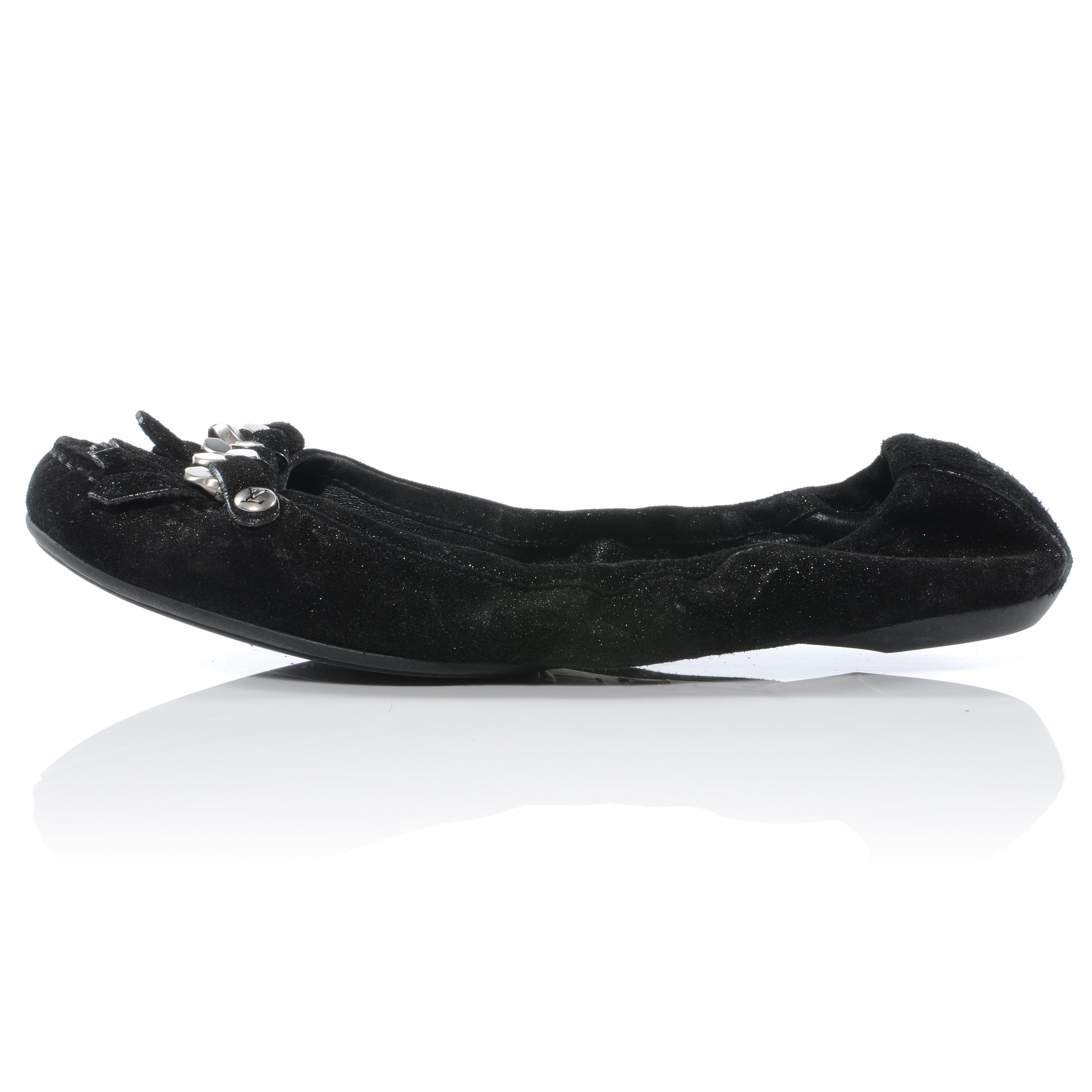 Louis Vuitton Suede Shimmer Whisper Flats 38 Black 1 of 8