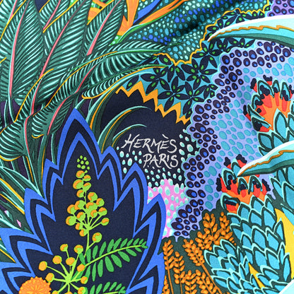 Hermes Silk Mountain Zebra Scarf 90 Turquoise Orange 2 of 6