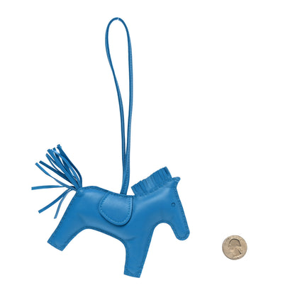 Hermes Milo Lambskin Grigri Rodeo Horse Bag Charm MM Bleu Zanzibar 2 of 5
