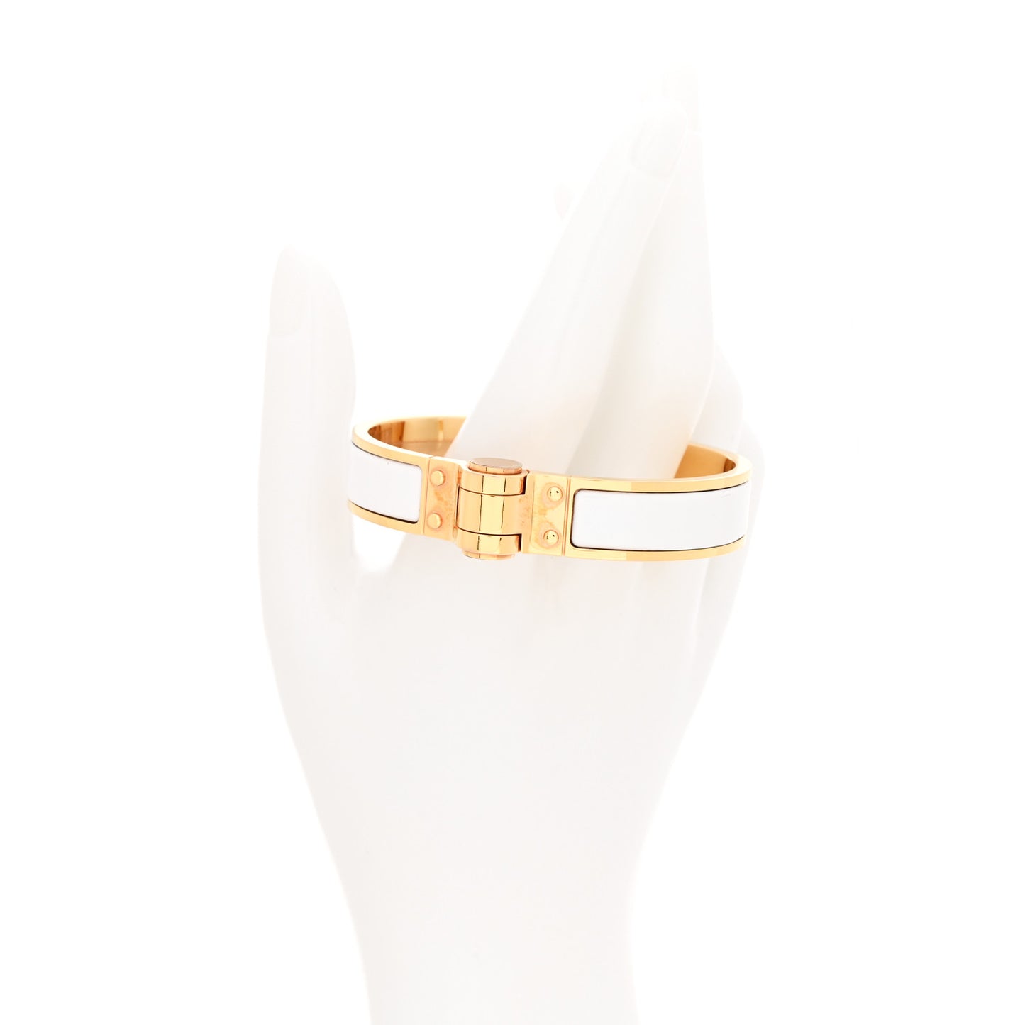 Enamel Charniere Uni Narrow Hinged Bracelet S White