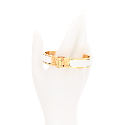 Hermes Enamel Charniere Uni Narrow Hinged Bracelet S White 2 of 4