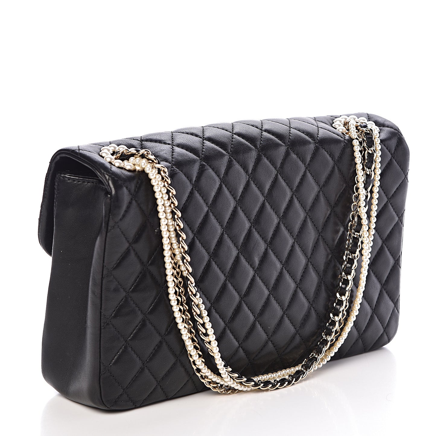 Lambskin Medium Westminster Pearl Flap Black