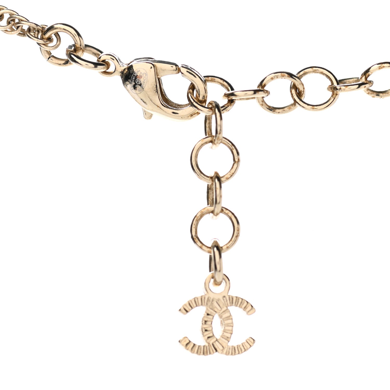Chanel Crystal Pearl CC Necklace Pearly White Gold 5 of 5