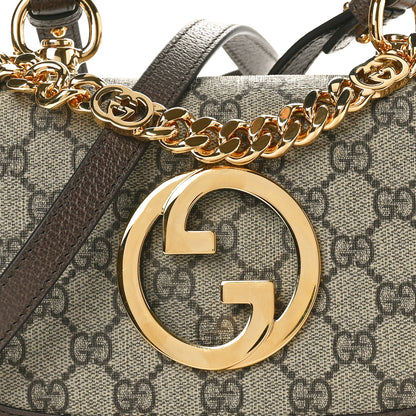 Gucci GG Supreme Monogram Textured Dollar Calfskin Mini Blondie Chain Shoulder Flap Bag Beige Ebony New Acero 8 of 10