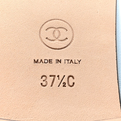 Chanel Lambskin Cap Toe CC Ballerina Flats 37.5 Light Blue Black 7 of 9