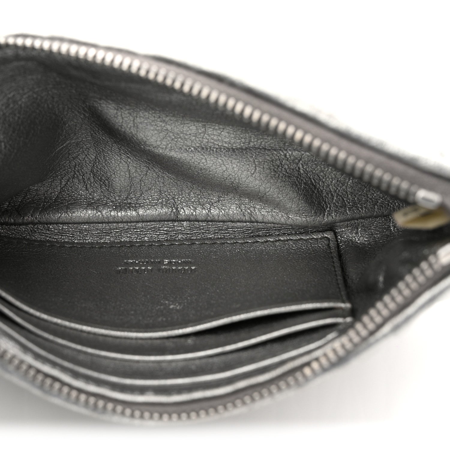 Miu Miu Metallic Nappa Matelasse Quilted Zip Wallet Silver 1841644