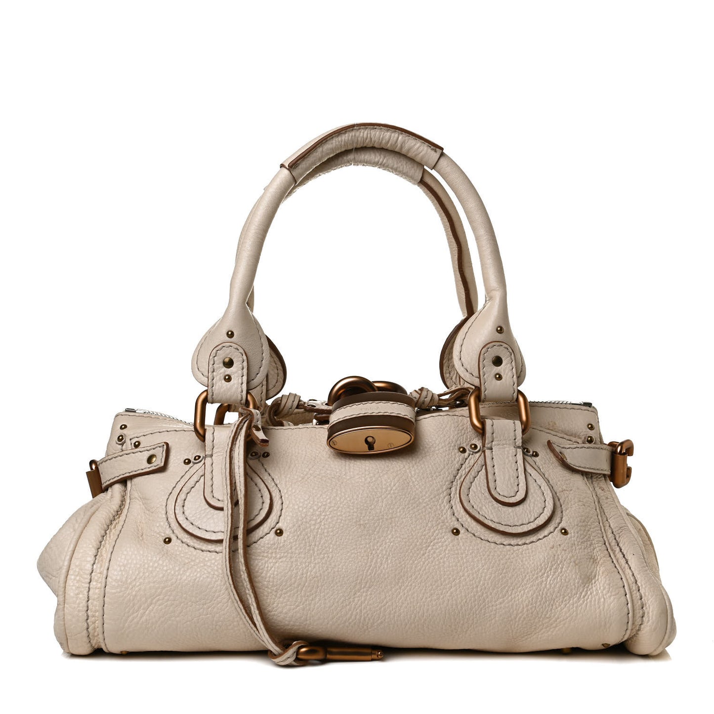 Calfskin Medium Paddington Satchel Ivory