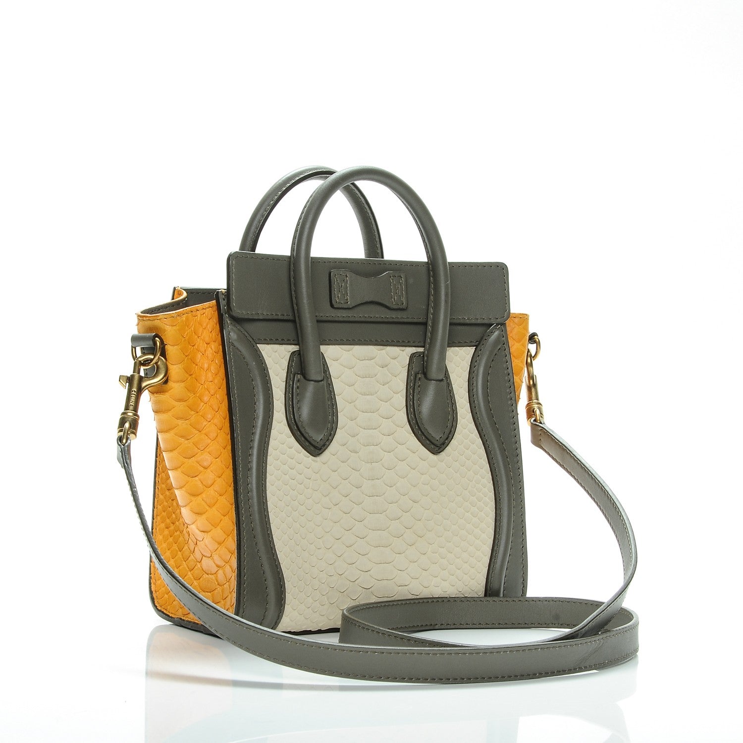 Celine Python Nano Tri-Color Luggage Saffron 3 of 7
