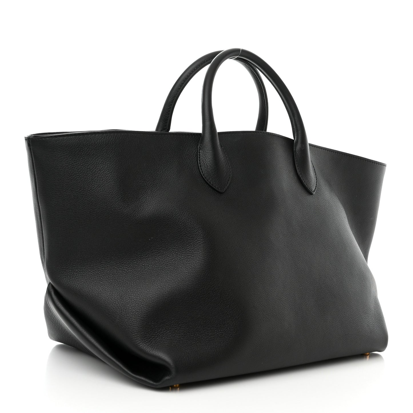 Pebbled Calfskin Medium Amelia East West Tote Black