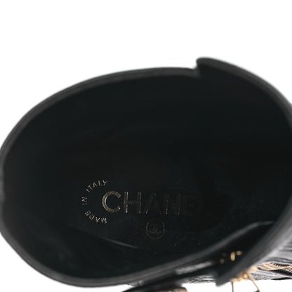 Chanel Lambskin Quilted Pearl CC Cap Toe Short Boots 41 Black 7 of 8