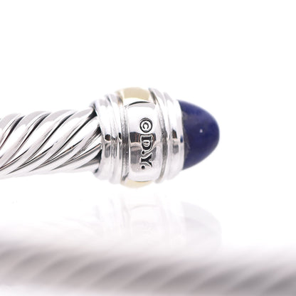 David Yurman Sterling Silver 14K Yellow Gold Lapis Lazuli 5mm Cable Classics Bracelet 9 of 10