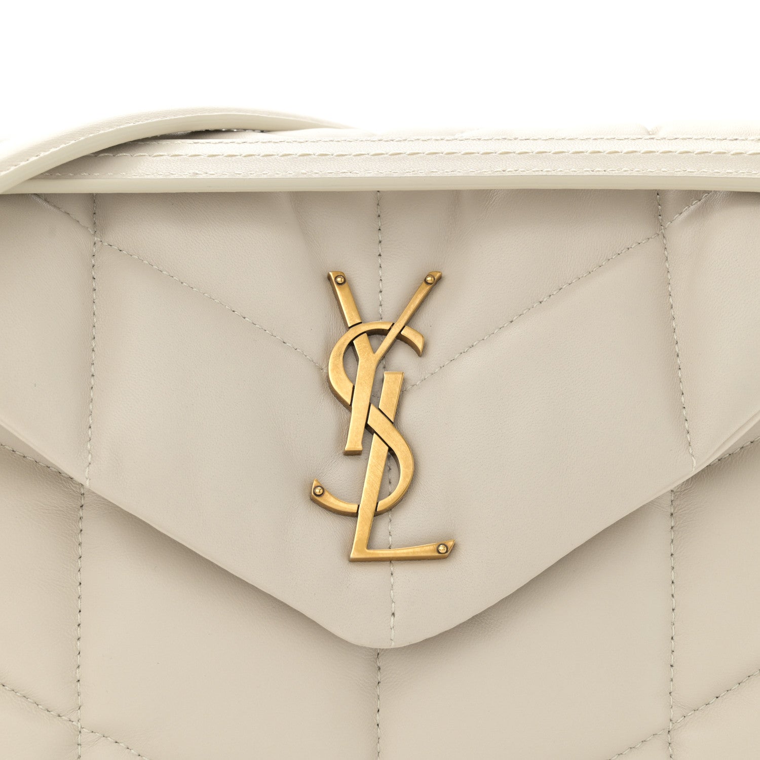 Saint Laurent Lambskin Quilted Small Loulou Puffer Monogram Chain Satchel Crema Soft 8 of 12