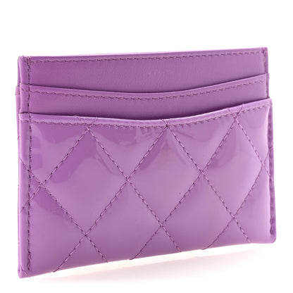 Chanel Patent Quilted Card Holder Purple 3 of 9