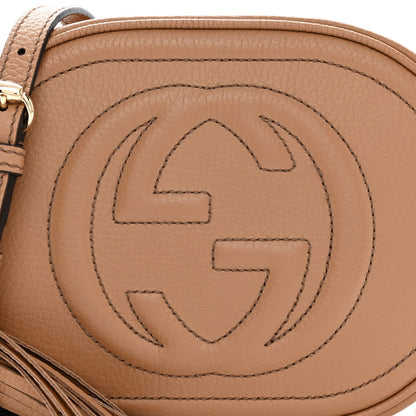 Gucci Pebbled Calfskin Oval Soho Shoulder Bag Beige Camelia 8 of 11