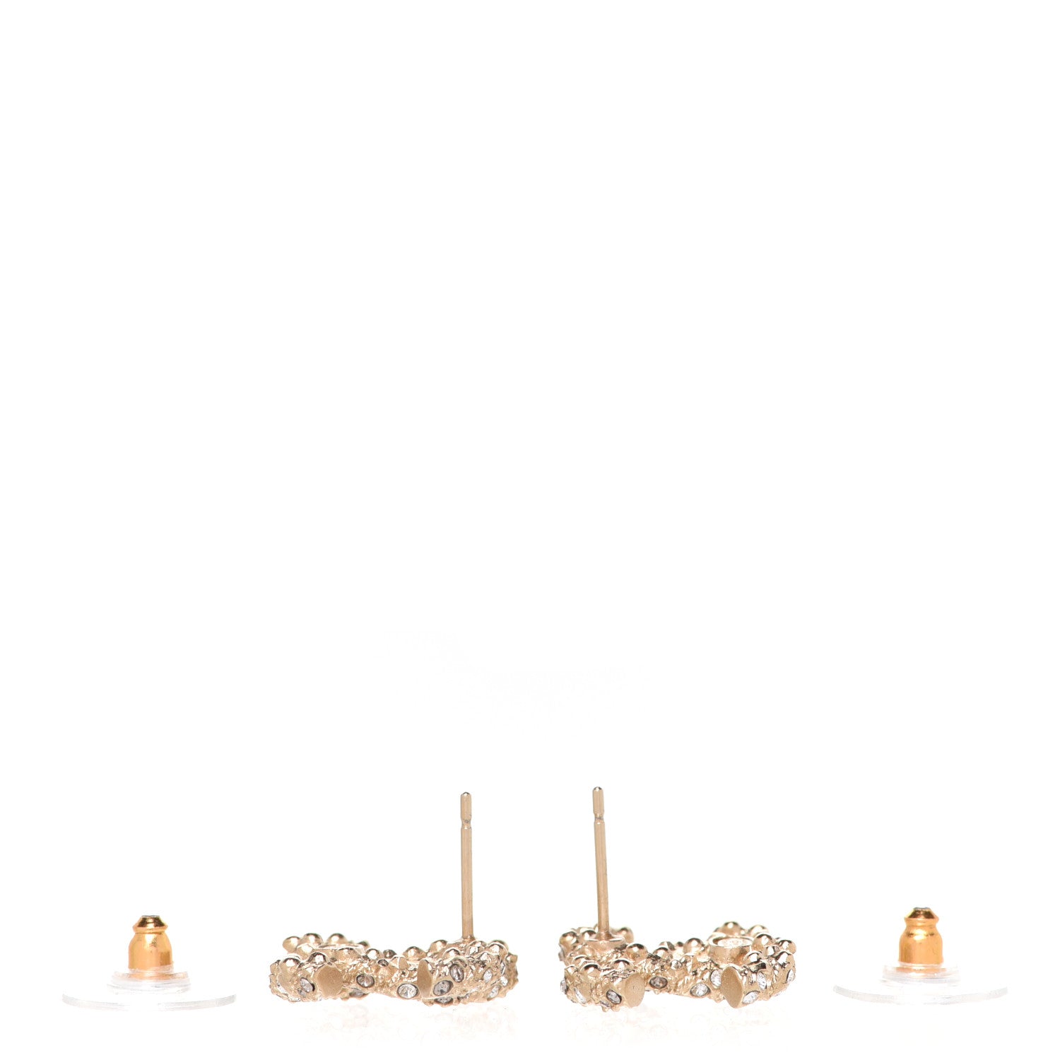 Chanel Crystal CC Earrings Light Gold 3 of 5