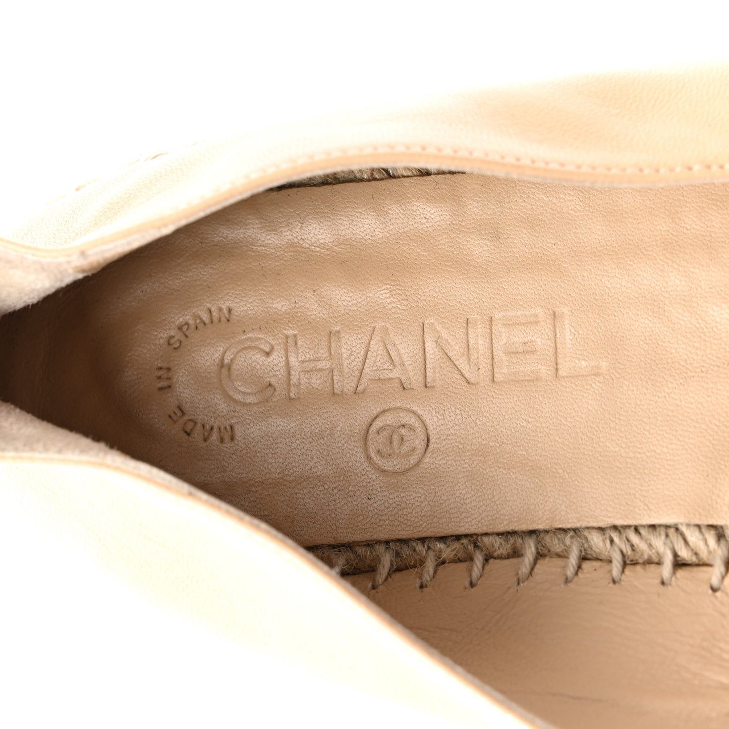 Lambskin CC Espadrilles 39 Beige Black