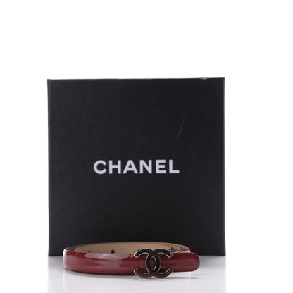 Chanel Patent Calfskin CC Logo Skinny Belt 80 32 Red 5 of 5