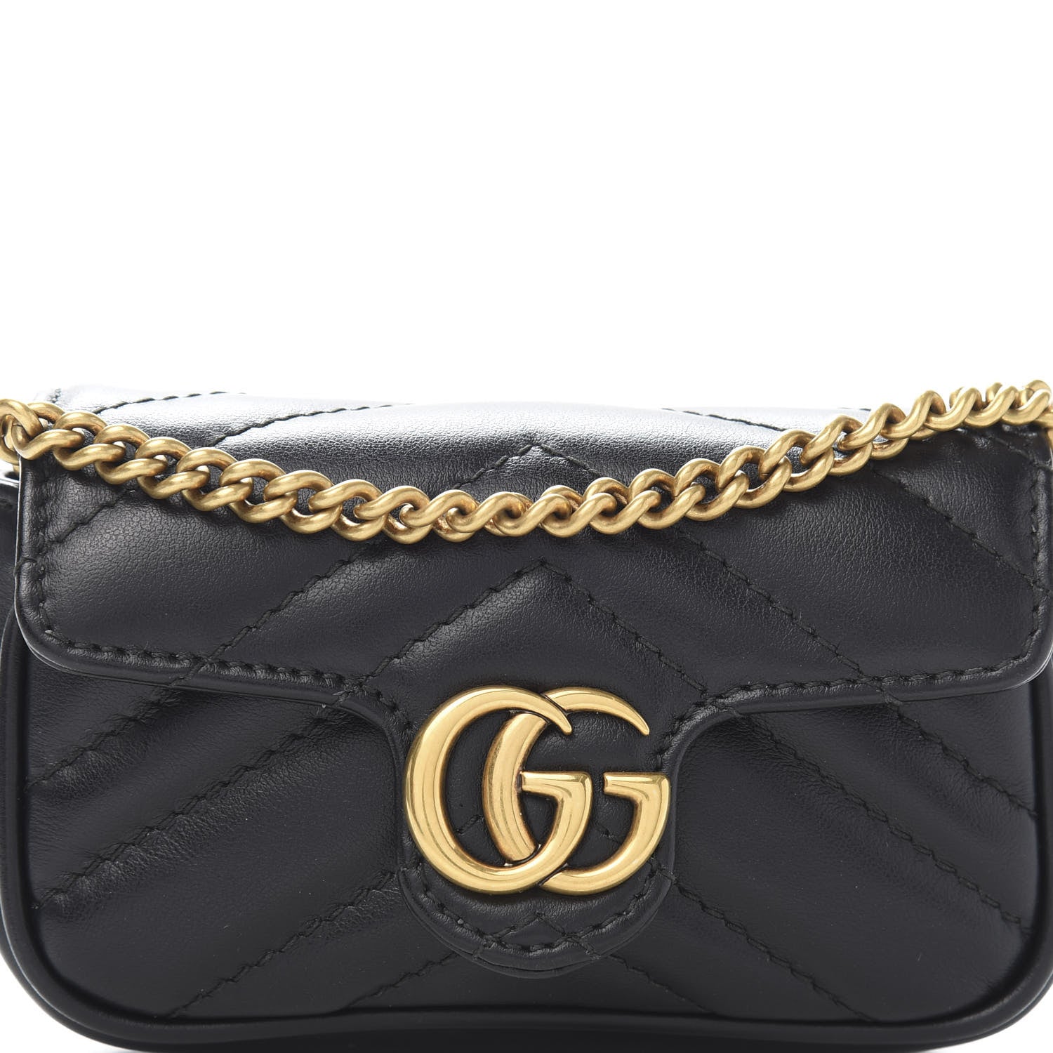 Gucci Calfskin Matelasse GG Marmont 2.0 Coin Purse On A Chain Black 10 of 11