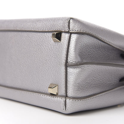 MCM Metallic Grained Calfskin Mini Milla Tote Spike Silver 10 of 11