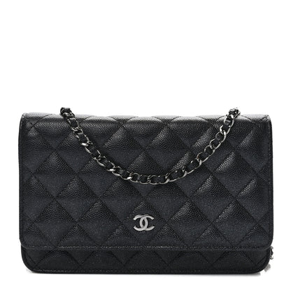 Chanel Iridescent Caviar Quilted Wallet on Chain WOC Black 1 of 10