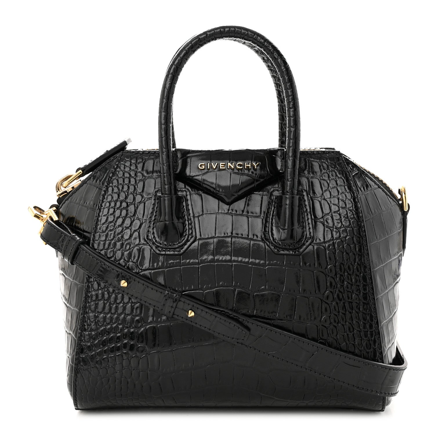Givenchy Calfskin Crocodile Embossed Mini Antigona Black 1 of 11