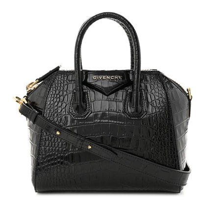 Givenchy Calfskin Crocodile Embossed Mini Antigona Black 1 of 11