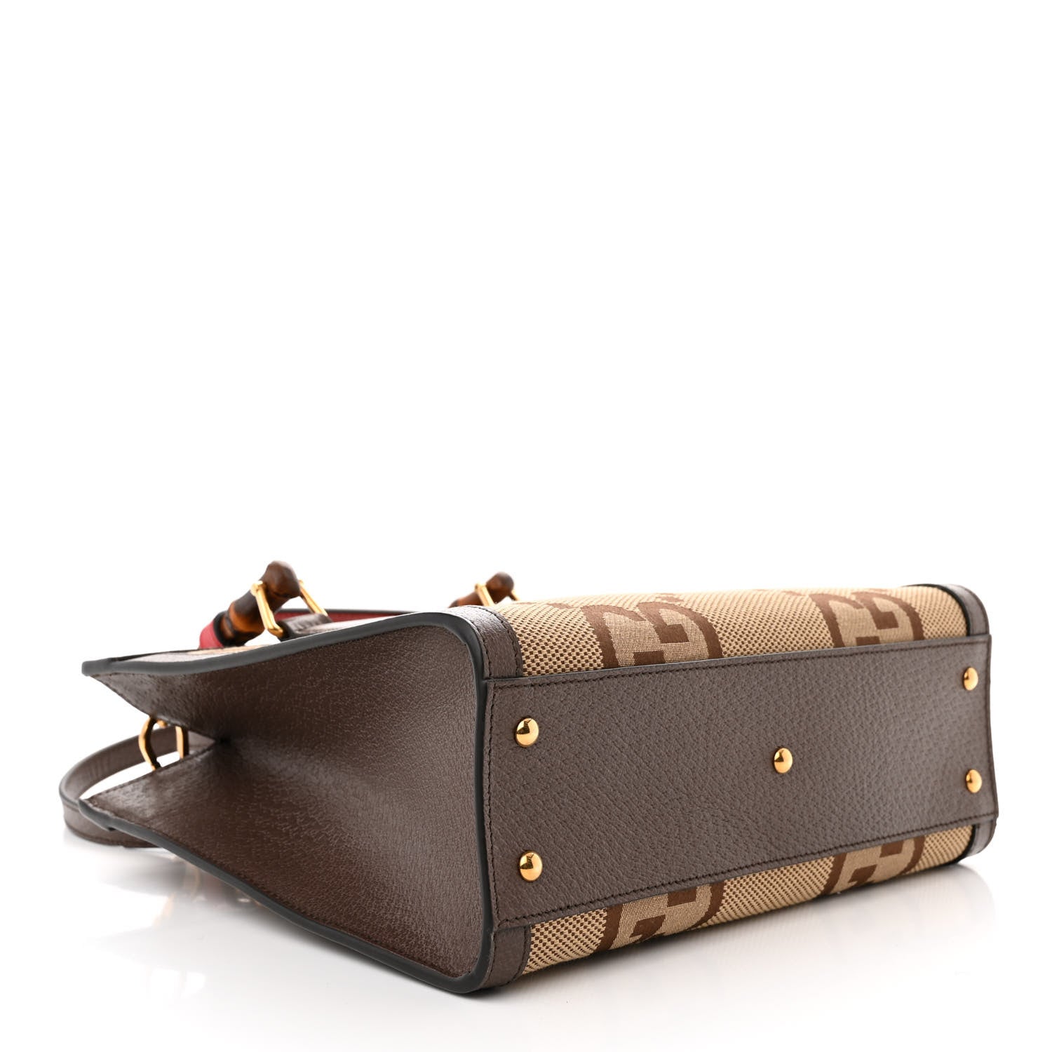 Gucci Monogram Jumbo GG Textured Dollar Calfskin Small Diana Tote Bag Camel Ebony New Acero Pomegranate Red 4 of 9