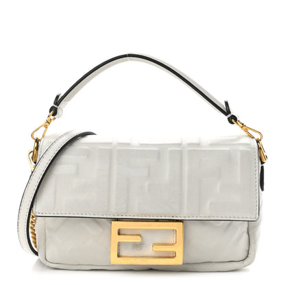 Fendi Nappa FF 1974 Embossed Mini Baguette White 1 of 16