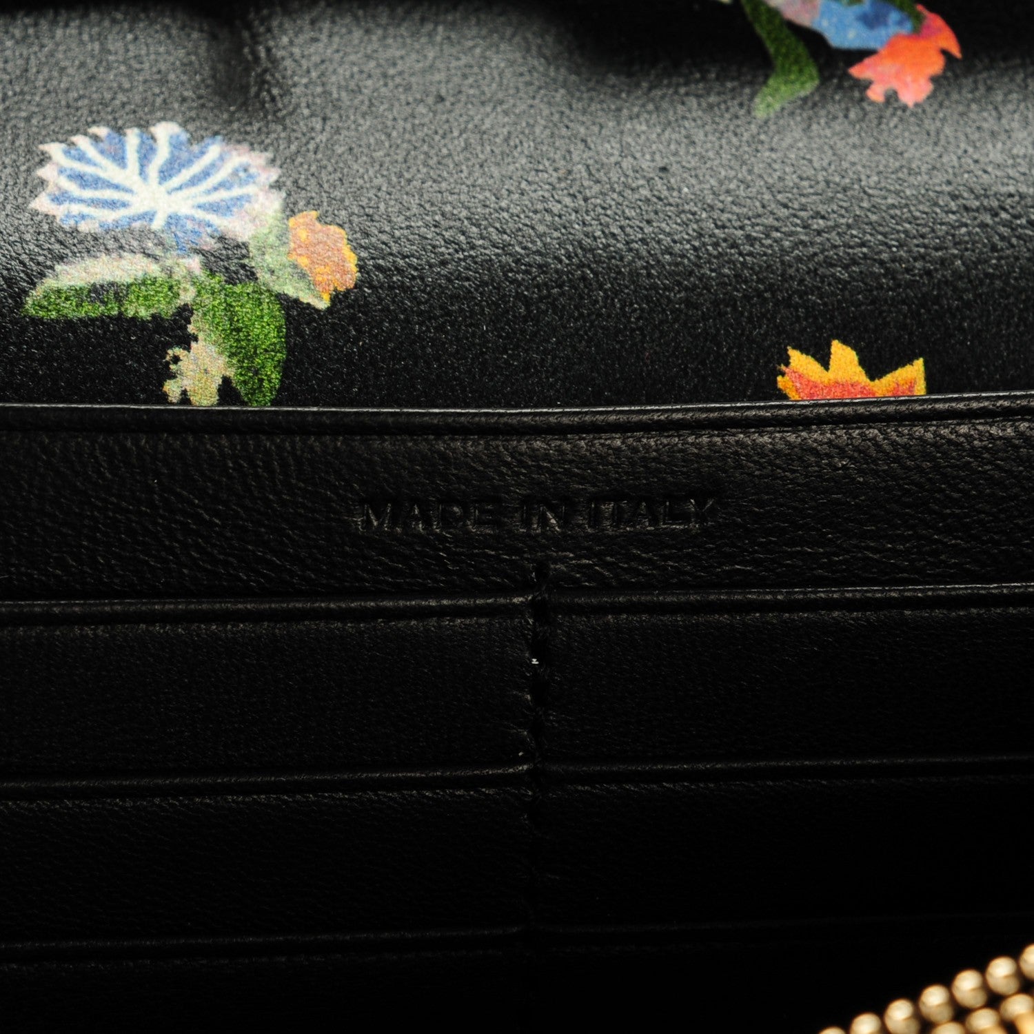 Saint Laurent Calfskin Prairie Flower Printed Monogram Wallet On Chain Black Multicolor 7 of 7