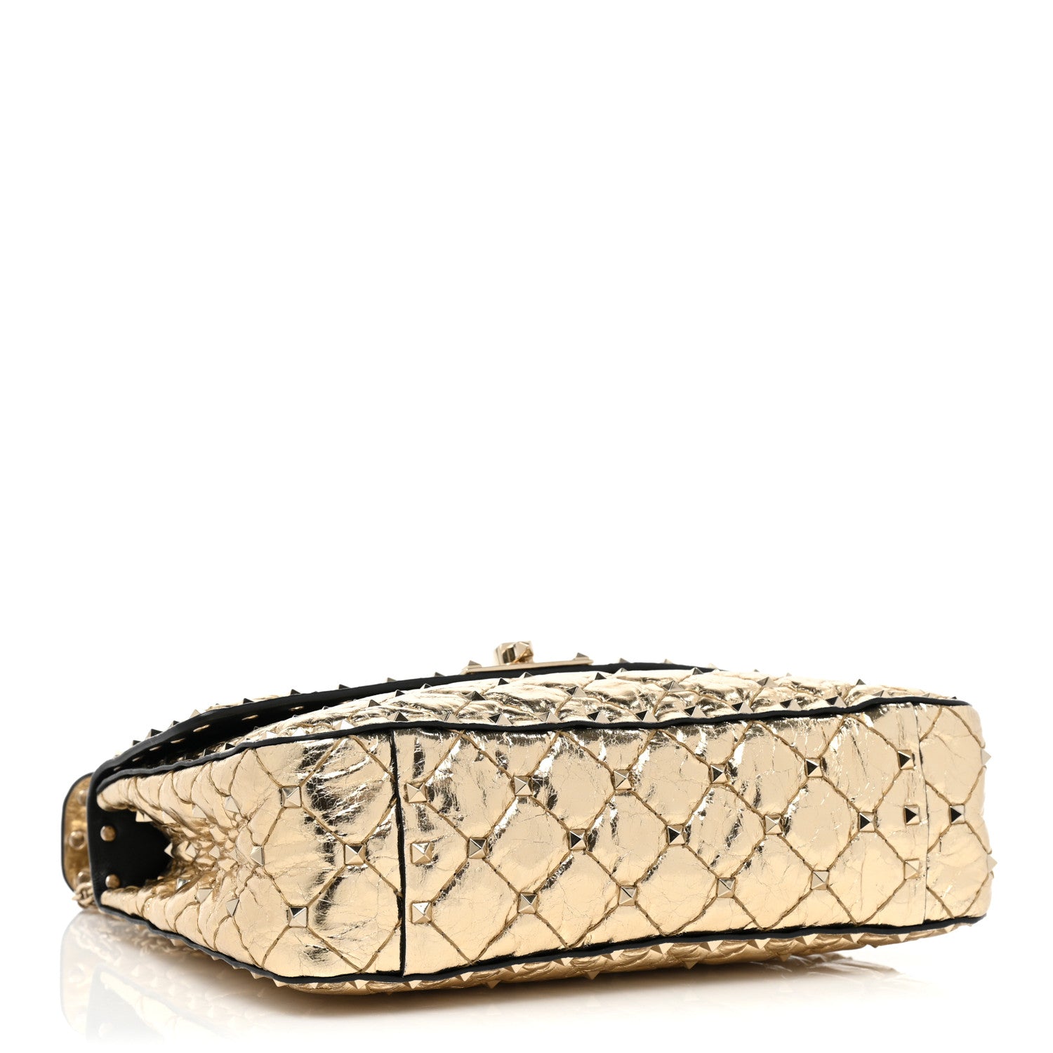 Valentino Garavani Metallic Wrinkled Lambskin Medium Rockstud Spike Shoulder Bag Mekong 4 of 12