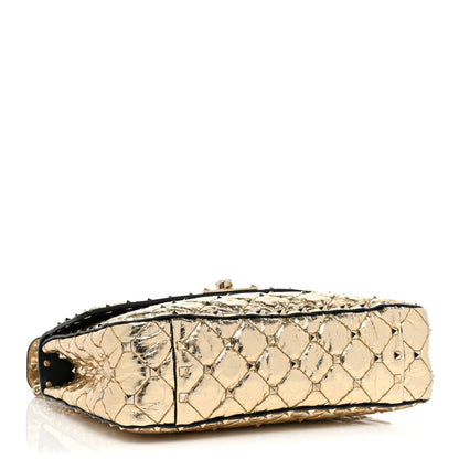 Valentino Garavani Metallic Wrinkled Lambskin Medium Rockstud Spike Shoulder Bag Mekong 4 of 12