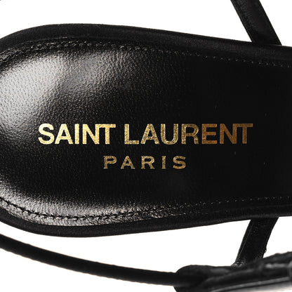 Saint Laurent Crepe Satin Clara 110 Ankle Strap Sandals 40 Black 7 of 8