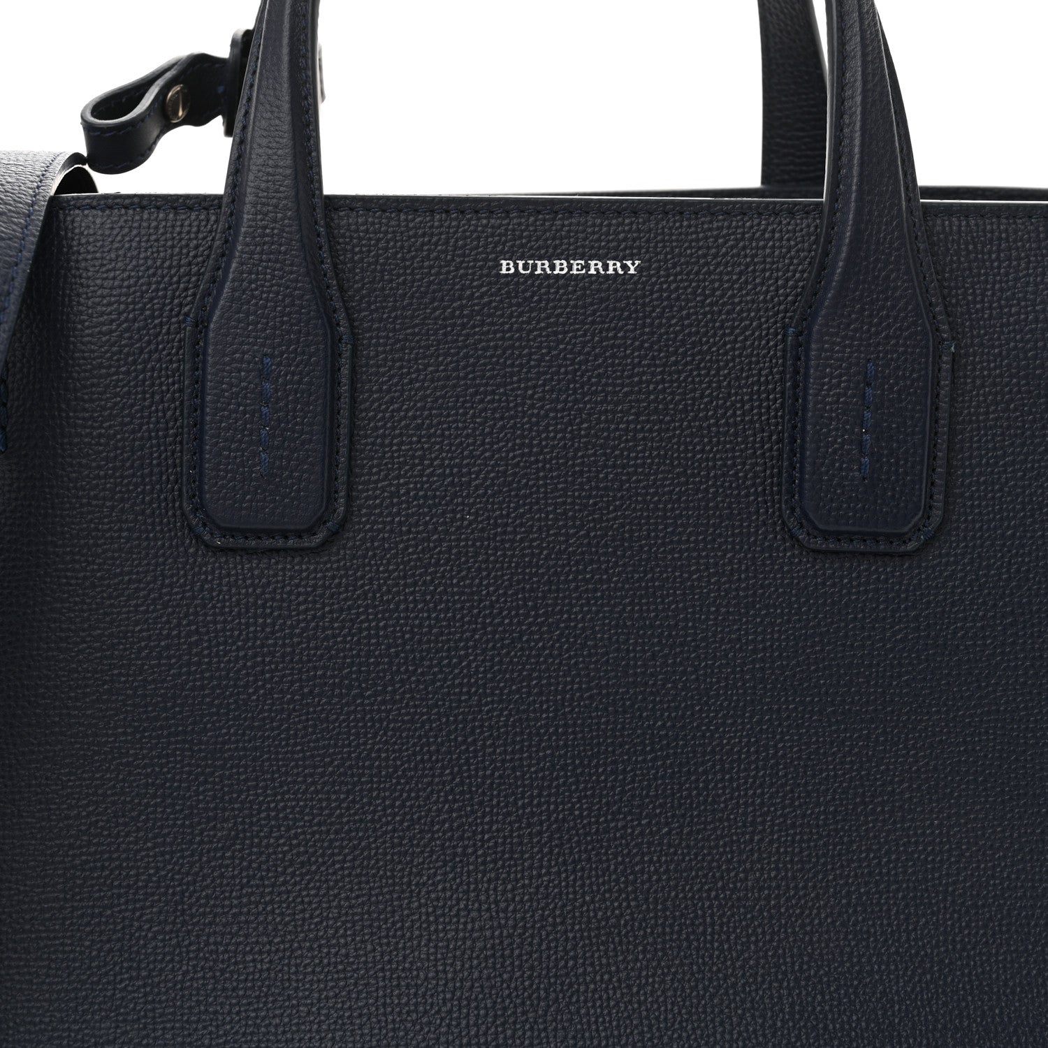Burberry Derby Calfskin Vintage Check Medium Banner Tote Regency Blue 9 of 14