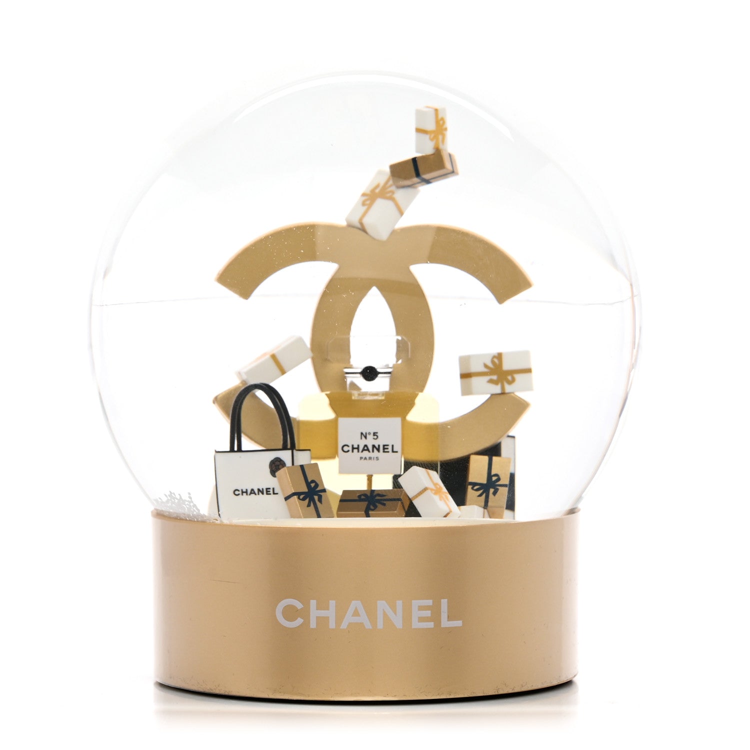 Chanel Glass CC Shopping Bag Snow Globe Gold 1 of 7