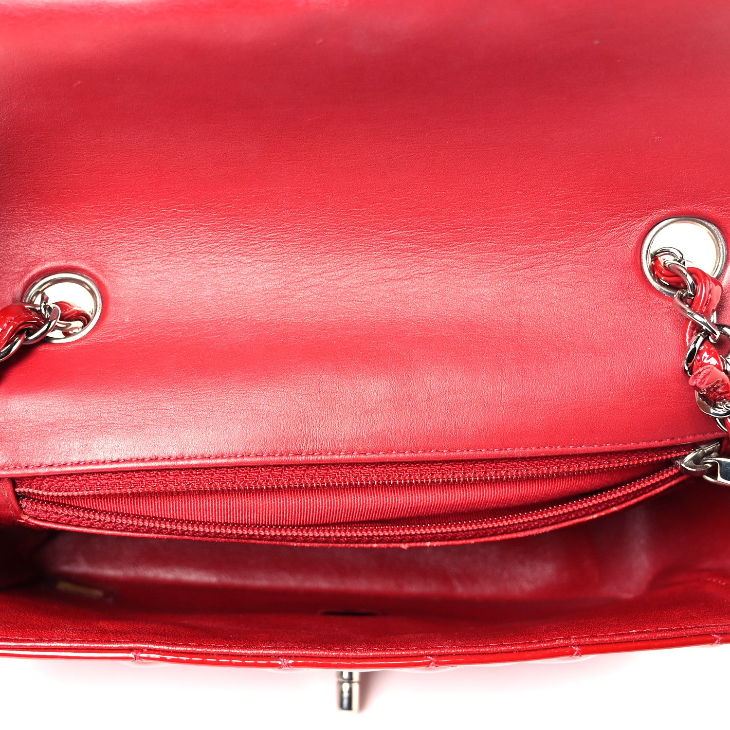 Chanel Patent Calfskin Quilted Mini Rectangular Flap Red 4 of 9